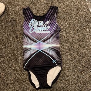 GK Dynamic Black and Purple Kids leotard
